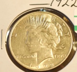 1922 U S Silver Peace Dollar, Nice Clear Details, some tones on reverse