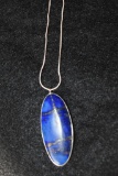 Hand Mined and Hand Crafted Lapis Lazul Pendant set in silver with Sterling Chain