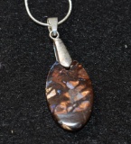 Hand Crafted and Hand Mined Austrialian Boulder Opal Pendant with Silver Bezal on Sterling Chain