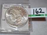 US Morgan Silver Dollar; 1880-S with bright mirror shine, appears almost Proof Like