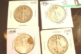 US Walking Liberty Half Dollars 1936-1943, Each year in P, D and S Mints, Various Conditions