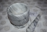 Antique Carved Marble Mortar and Pestle , 4 in pestle, Bowl 3.5 x 2.75
