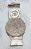Money clip with Mexican Coins, back marked with Eagle head logo and Mexico