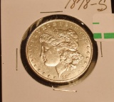 1878-S US Morgan Silver Dollar, Bright Shine, Great Details on Eagle Breast, Wings and Tail