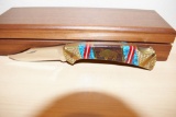Vintage Custom Buck Knife,Mdl 112, Hand made by Famed Navajo Artist David Yellowhorse, Buffalo Inset