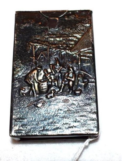 Embossed Metal Silver Cigarette Case, Denmark