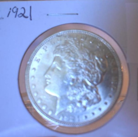 1921 U S Morgan Silver Dollar, Exc Cond. Full lines on Eagle Wings