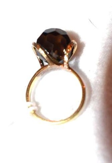 Ladies Ring Sterling with gold Overlay, Faceted round Rootbeer colored center stone