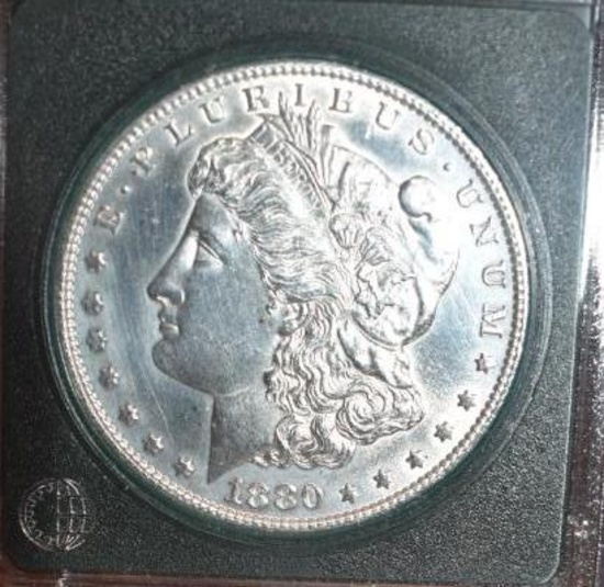US Morgan Silver Dollar 1880-S, Excellent Details, Bright Mirror Shine