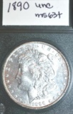 Rare Key Date 1890 US Morgan Silver Dollar, some Rim Tones