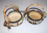 Two Native American Design Pottery Bowls with Bear Design