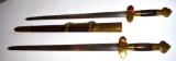 Double Set Swords, engraved blades, Japanese Writing