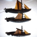 Lot of 3 Sailing Ships made of Horn or Whale Bone?