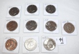 Group of 10 Eisenhower Dollars Various Dates and Conditions up to nearly Unc