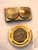 Two Money Clips, both with Buffalo Nickels