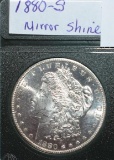 1880-O U S Morgan Silver dollar, Bright Mirror Shine, Exc Crisp Details