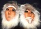 Pair of Handmade Eskimo masks of Leather and fur trims Man and Woman 12