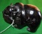 Carved Wooden Black Bear with Fish in Mouth 7 in Long x 3.5 in High