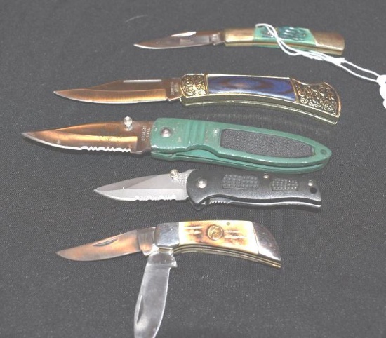 Folding Knives many 440 Stainless, Texas Trophy Hunter with pkt clip, Frosted Stainless Flying Falco