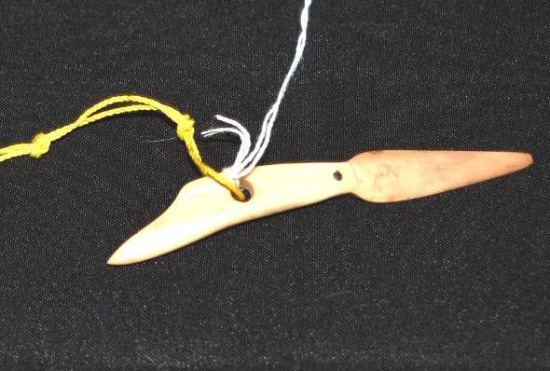 Eskimo Carved Marine Ivory Knife by Lewis Inenengan, well known carver