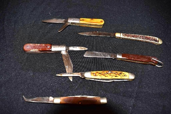 6 pc. Vintage folding knives include Barlow, Old Timer, Diamond Timer