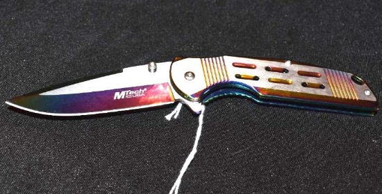 M Tech Rainbow Folding Knife with Pocket clip