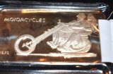 1 Troy Oz .999 Fine Silver, Oblong bar with Motorcycle Made in Switzerland