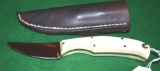 Custom Made Fixed Blade Knife with a finger groove in handle