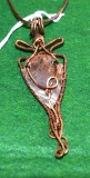 Arrowhead Shaped Pendant With Copper Wire Wrap and Large Loop for chain
