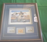 Custom Framed Duck Stamp Lithograph, Ltd Ed. Gold Medallion Edition , 1987 Federal Migratory Bird