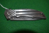 American Flag Anondized M Tech Folding Knife, Lanyard Loop at end, Spring Assisted, Belt Clip