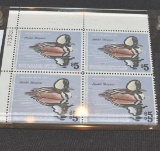 RW-45 1978-79 US Dept of Interior Migratory Bird Hunting Plate Block of 4 Hooded Merganser Mint, NH