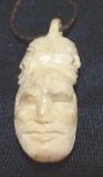 Eskimo Carved Marine Ivory Pendant 6 Faces of Walrus