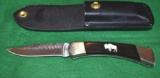 Custom Buck 110 Folder, Nickel silver bolsters, Chipped Flint Blade, Handle inset with Buffalo