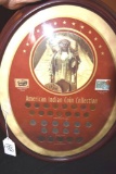 American Indian Coin Collection in Oval Frame, Indian Head Cents, Buffalo NIckels, Sacawega Dollars