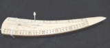 Eskimo Carved Marine Ivory Cribbage Board of Walrus Tusk 8 inches Long