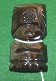 Carved mahogany jade or stone Inca seated figure 3 in tall