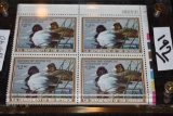 RW-56 1989-90 US Dept of Interior Migratory Bird Hunting Plate Block of 4 Lesser Scaup Ducks