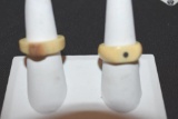 Two Carved Eskimo, Inuit Ivory Rings