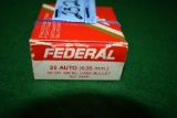 Federal .25 auto (6.35 mm) 20 Cartridges 50 g r.