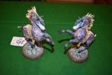 Roaring Stallion Figures by Shaman Hawthorne Village, Painted Horse Collection, Auth Issue L Prindle