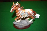 Decorative Spotted Pony Figure with Cerremonial Parade Gear 10.5