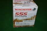 555 Rounds Winchester .22 LR, 36 grain, 1280 FPS, Hollow Pt, copper plated