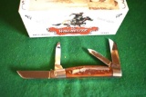 Winchester wih Long Rifle Emblem on Handle, Orage Bone, 4 Blades, Made in USA,