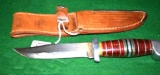 Vintage Case/ Trench art Knife, rare with Lucite Handle and Case Leather Sheath