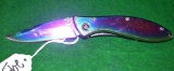 Sheffield, purple haze folding knife with belt clip; 6.5 in long