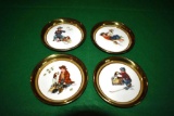 Set of 4 Large Norman Rockwell Coasters by Gorham Brass