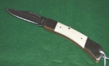 Pekut Folding Knife with Satin grooved Blade. Nickel or Stainless Highly Polished Bolsters
