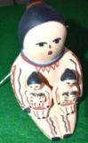 Story Teller Pottery Doll, Mom and 6 Babies sgn Gantano Nez