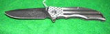 American Flag Anondized M Tech Folding Knife, Lanyard Loop at end, Spring Assisted, Belt Clip
